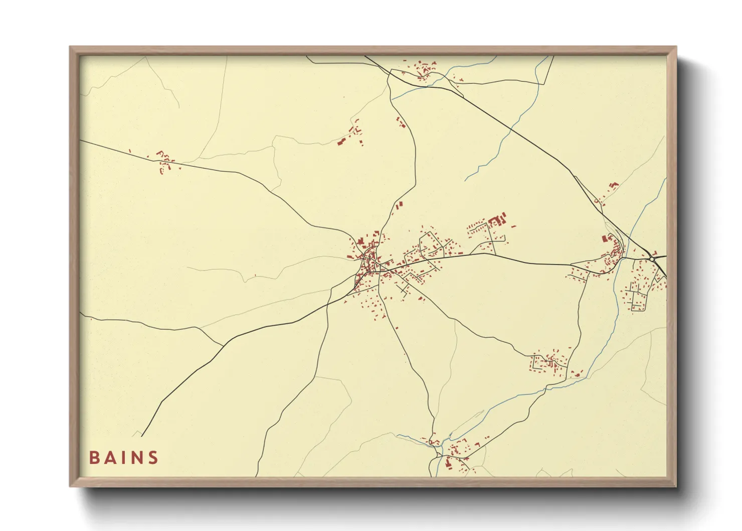 Une affiche de carte sur Bains
