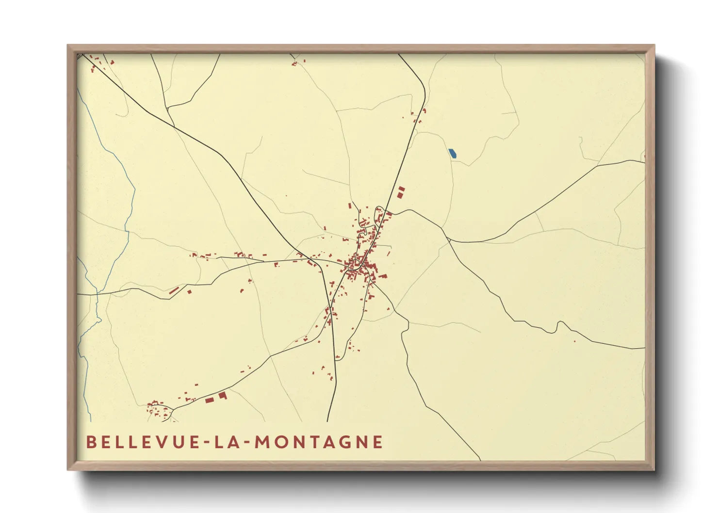 Une affiche de carte sur Bellevue-la-Montagne
