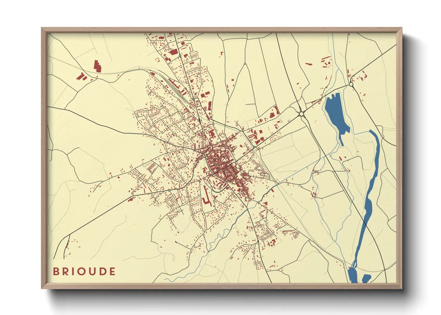 Une affiche de carte sur Brioude