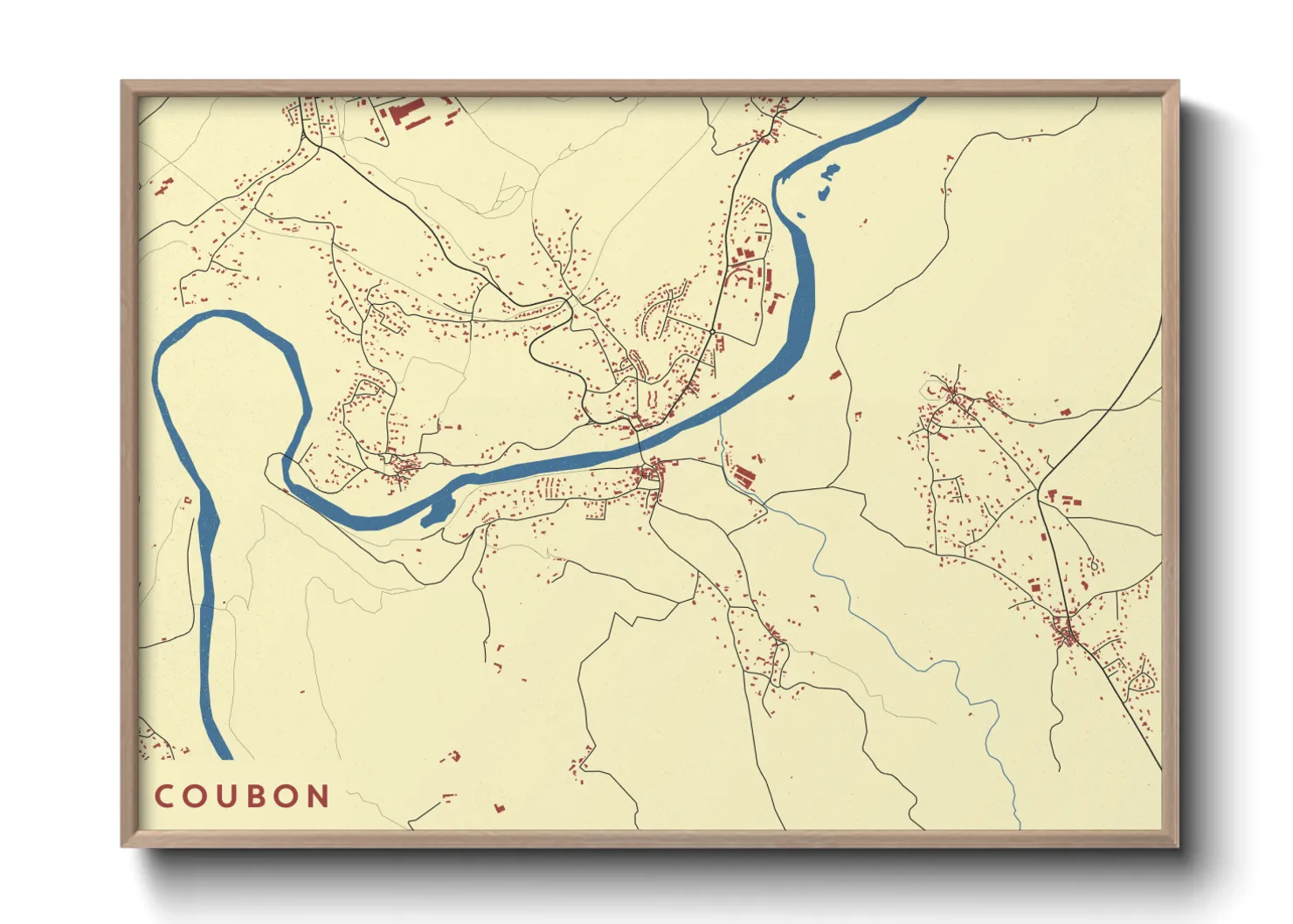 Une affiche de carte sur Coubon