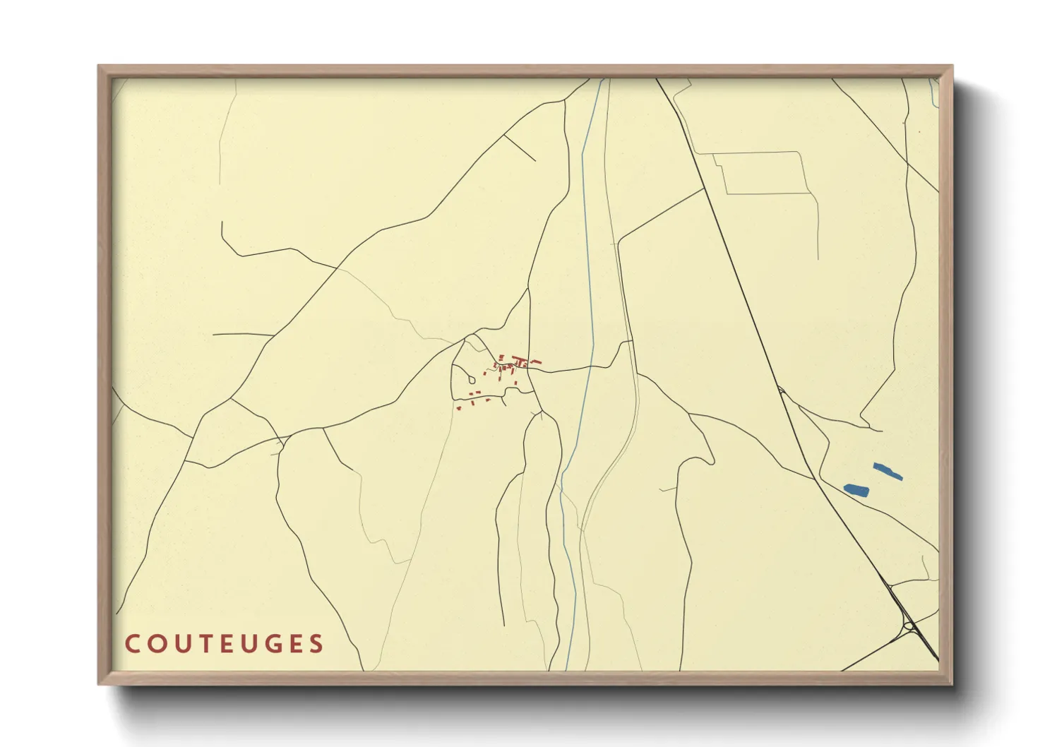 Une affiche de carte sur Couteuges