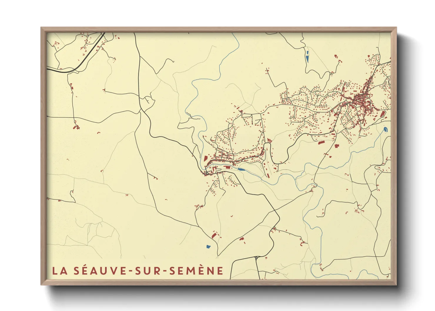 Une affiche de carte sur La Séauve-sur-Semène