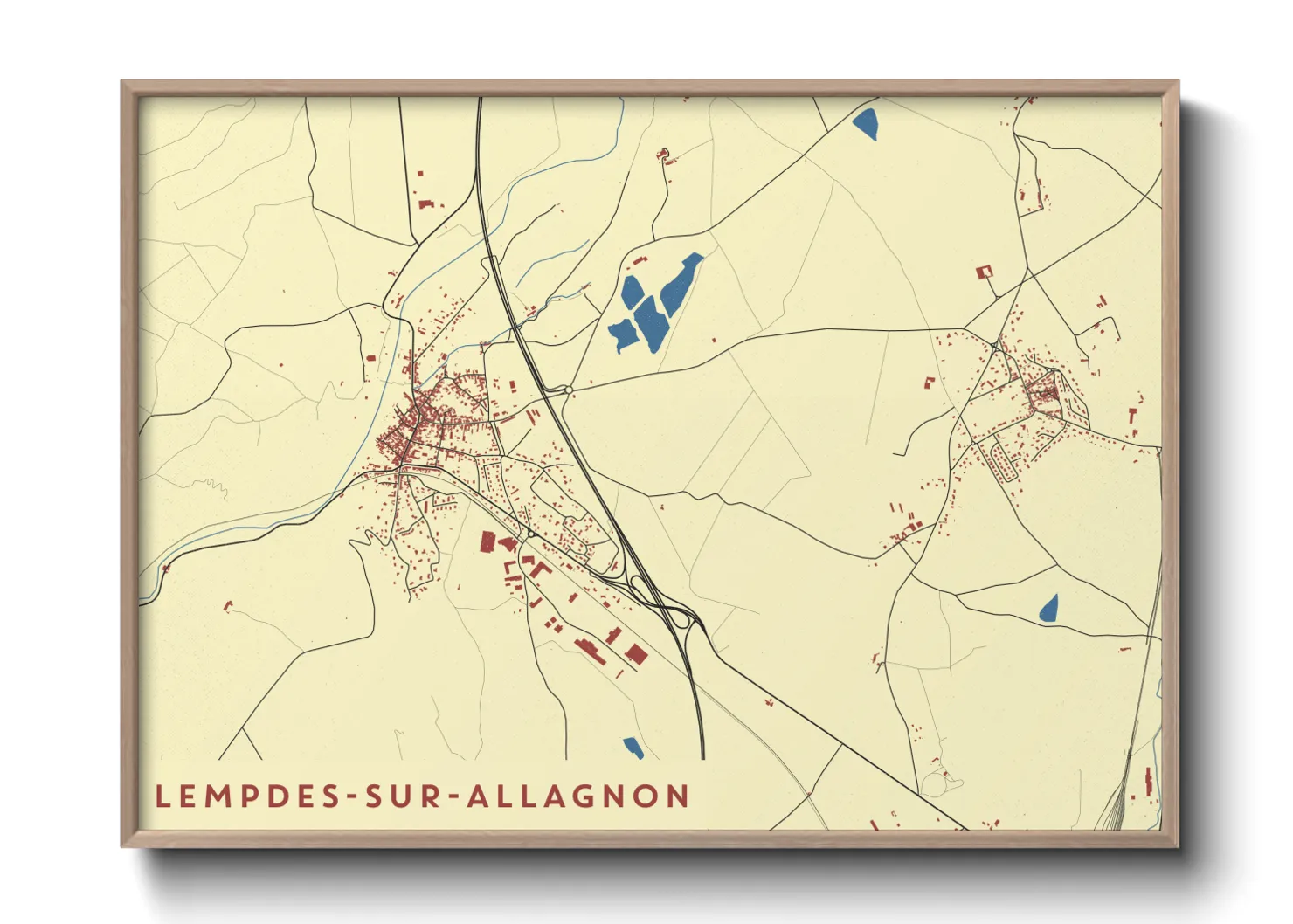 Une affiche de carte sur Lempdes-sur-Allagnon