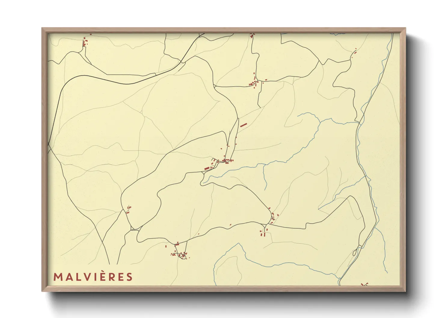 Une affiche de carte sur Malvières