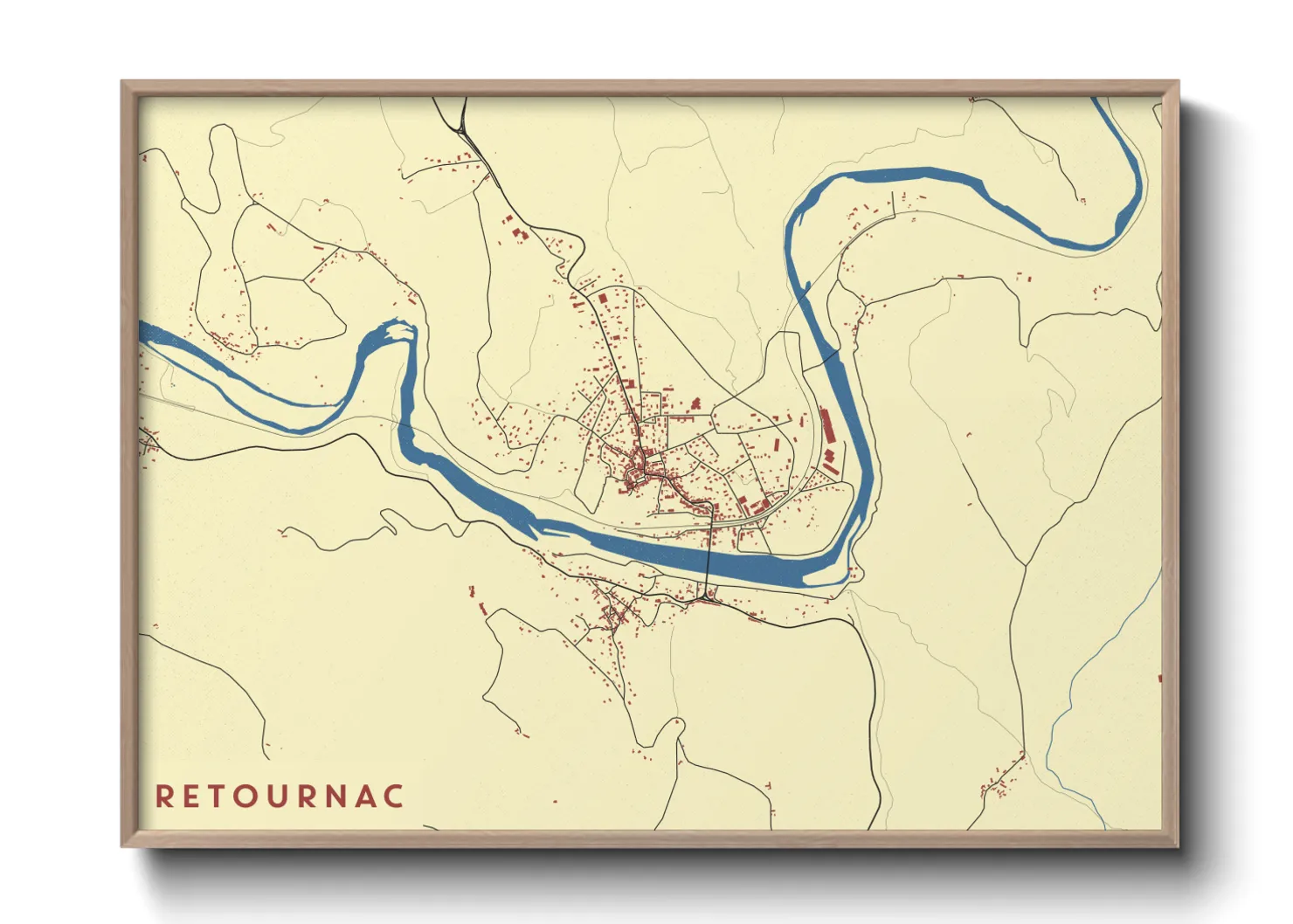 Une affiche de carte sur Retournac