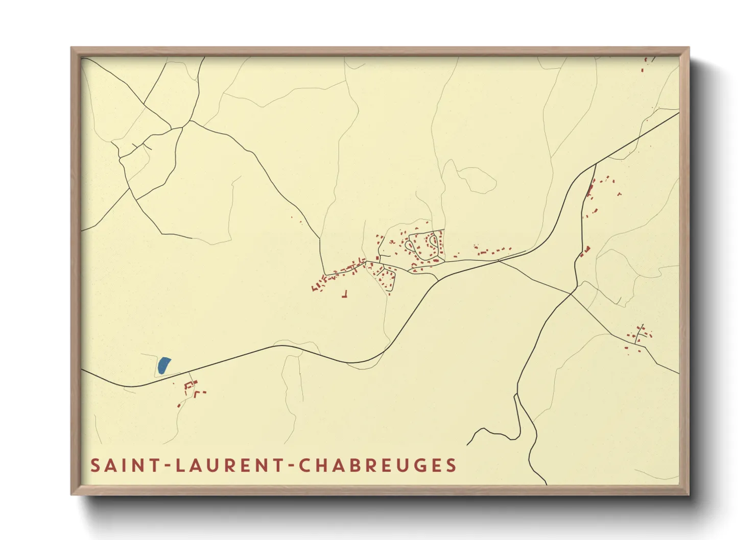 Une affiche de carte sur Saint-Laurent-Chabreuges