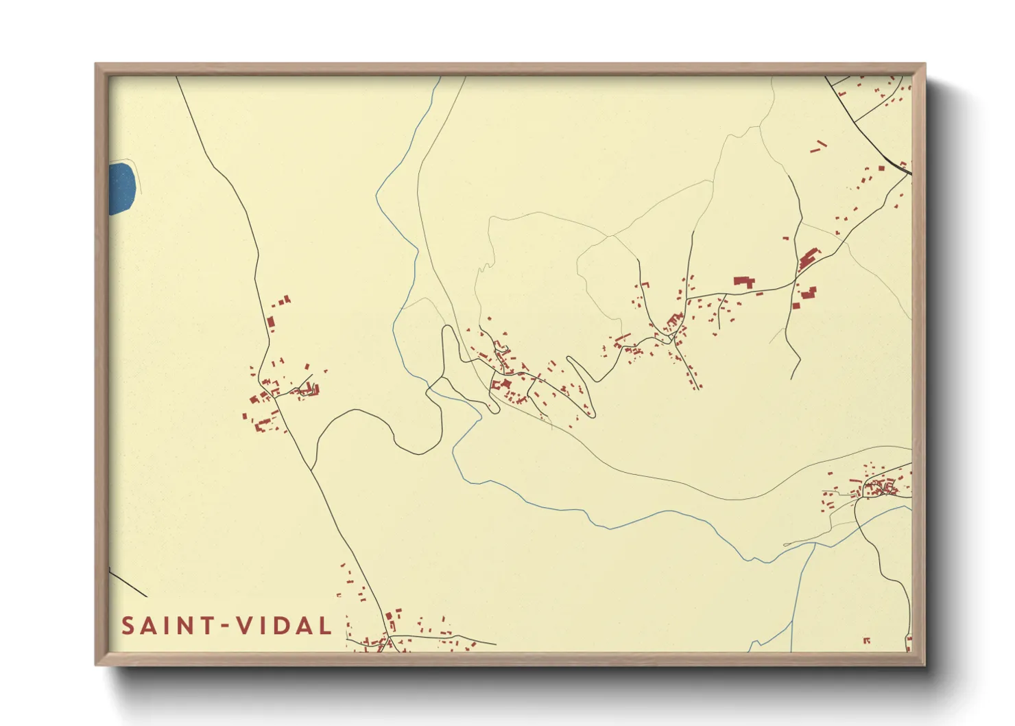 Une affiche de carte sur Saint-Vidal