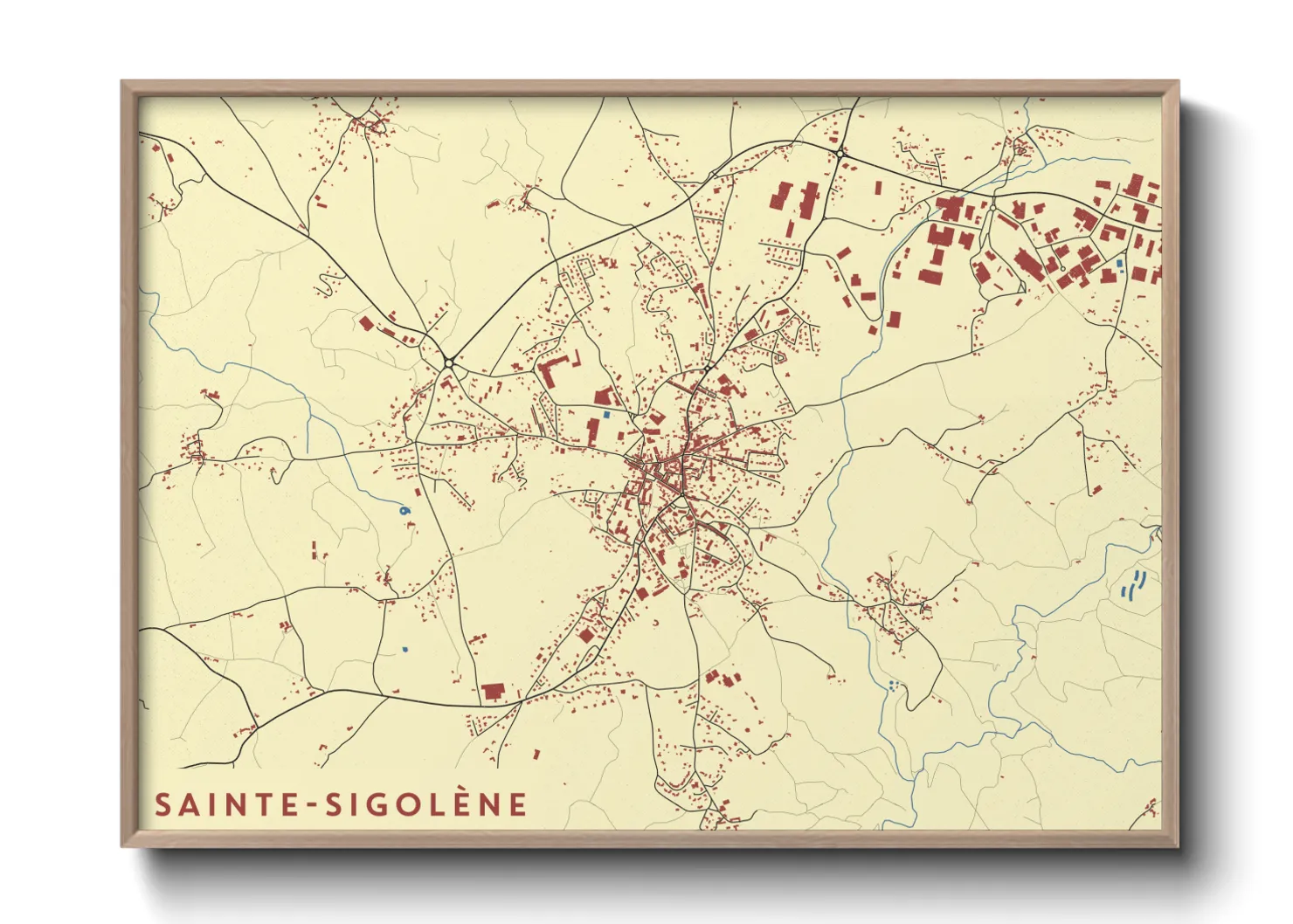 Une affiche de carte sur Sainte-Sigolène