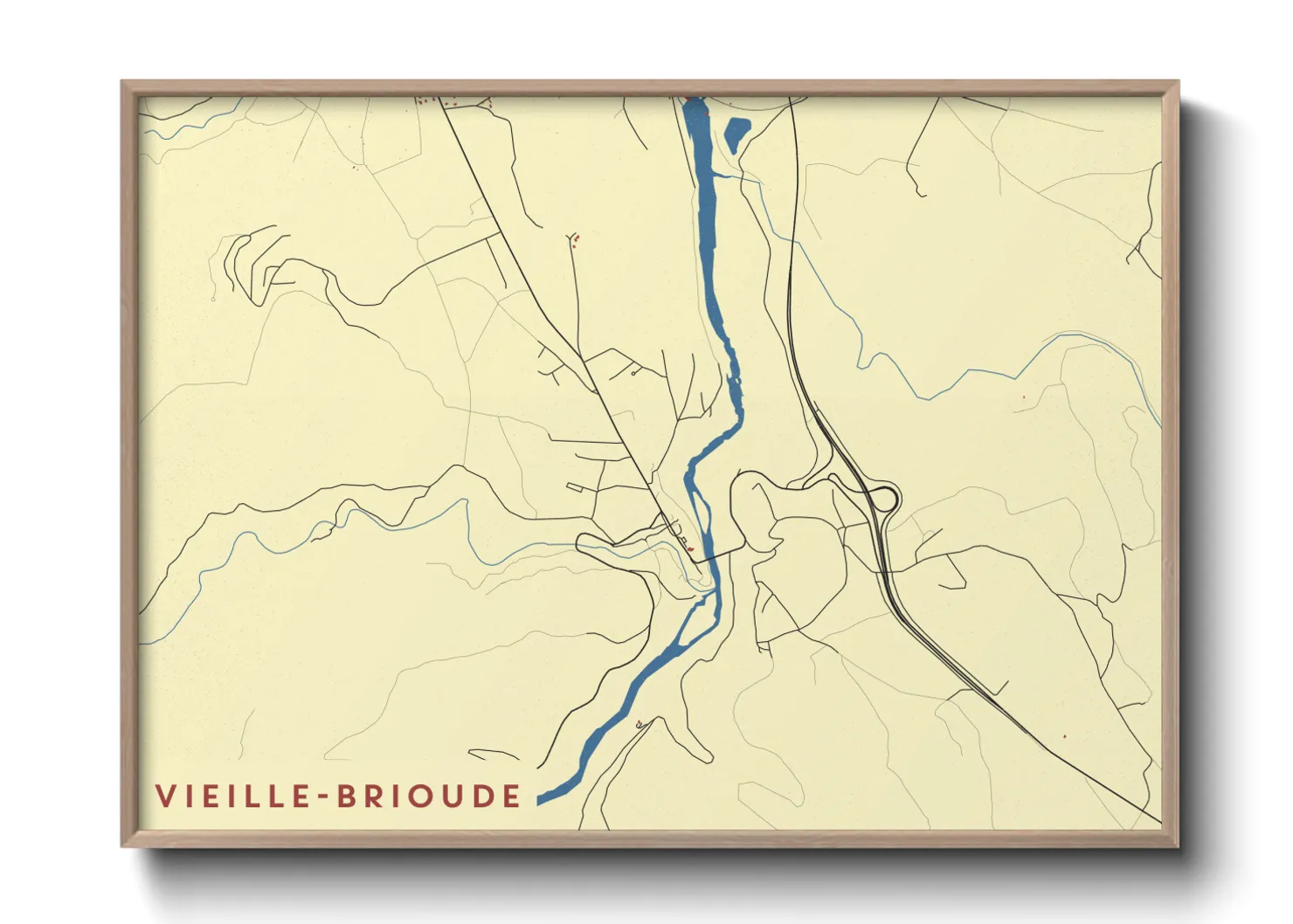 Une affiche de carte sur Vieille-Brioude