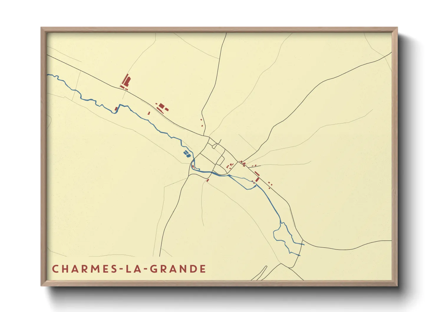 Une affiche de carte sur Charmes-la-Grande