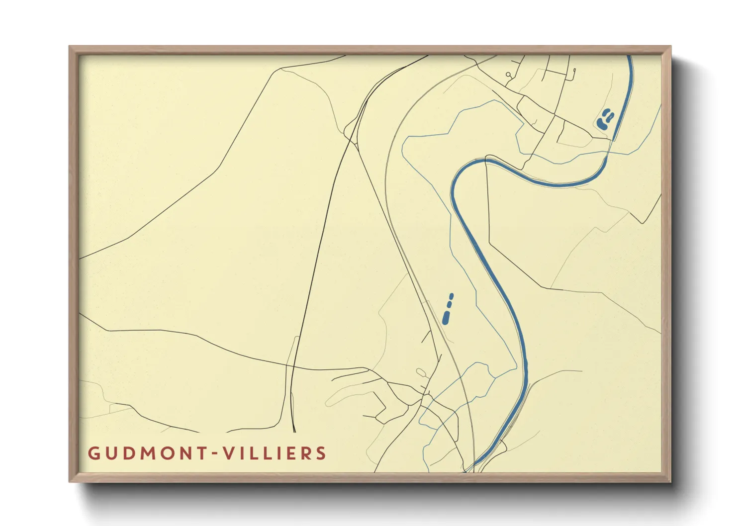 Une affiche de carte sur Gudmont-Villiers