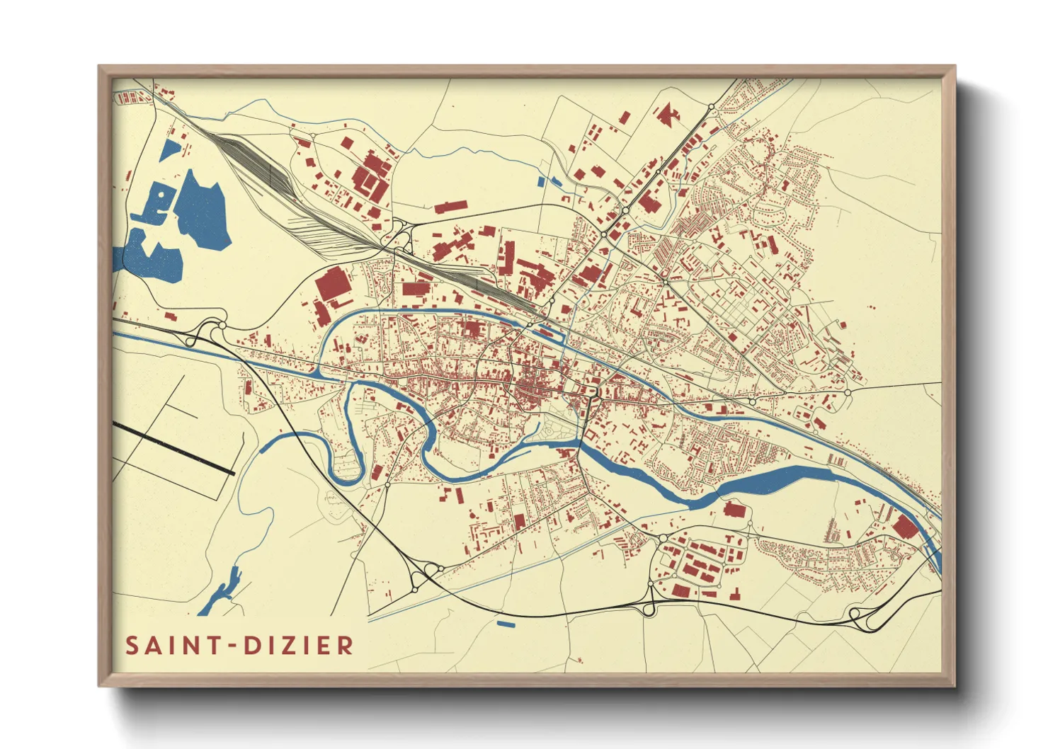 Une affiche de carte sur Saint-Dizier