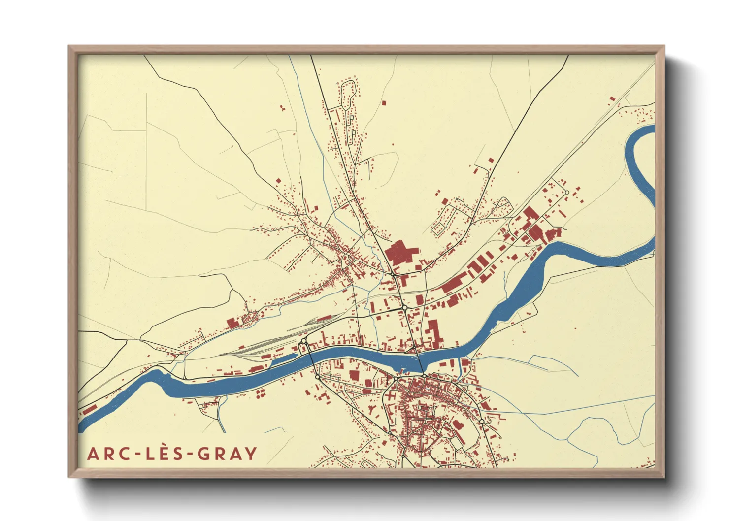 Une affiche de carte sur Arc-lès-Gray