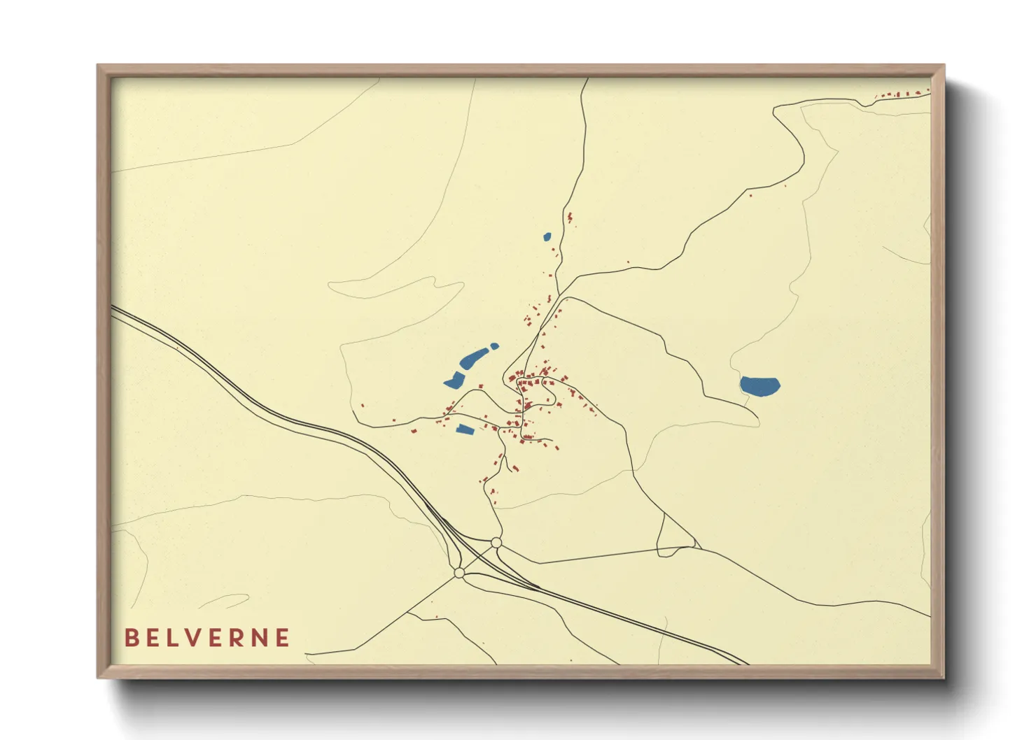 Une affiche de carte sur Belverne