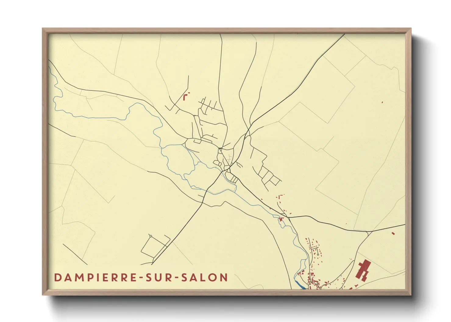 Une affiche de carte sur Dampierre-sur-Salon