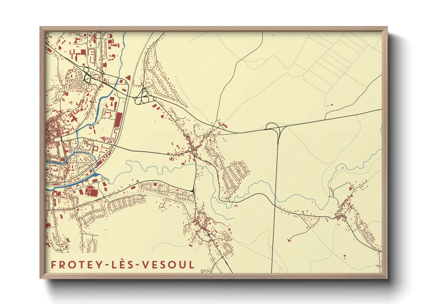 Une affiche de carte sur Frotey-lès-Vesoul