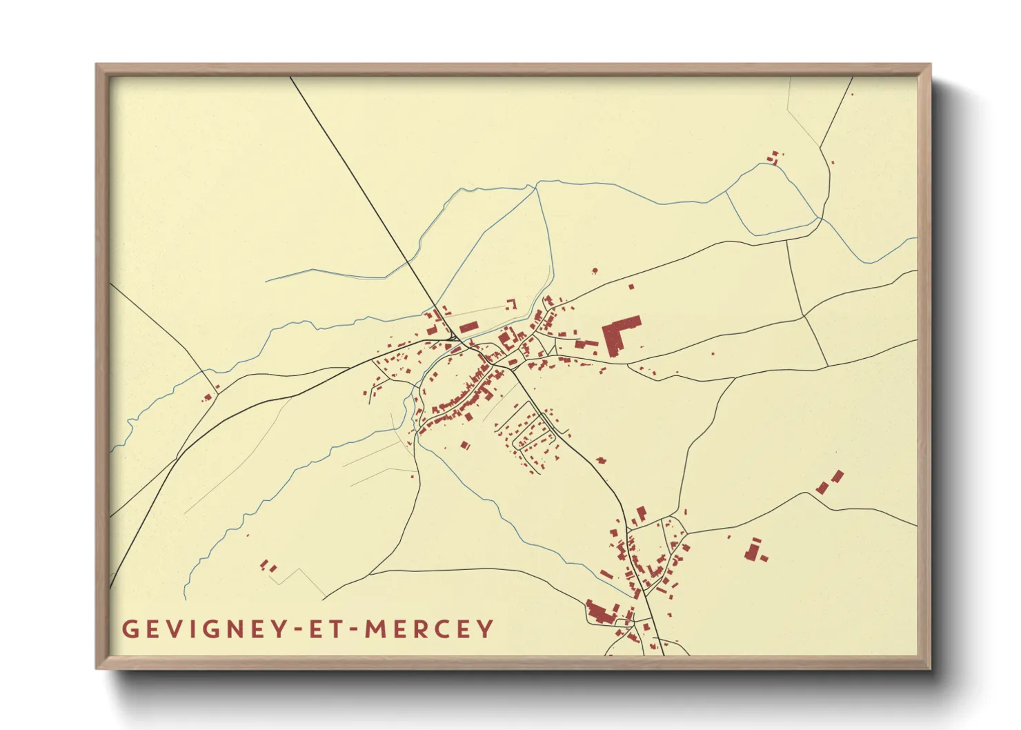 Une affiche de carte sur Gevigney-et-Mercey