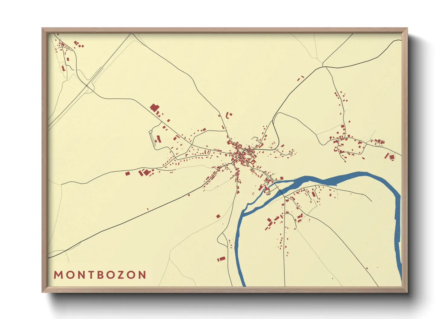 Une affiche de carte sur Montbozon