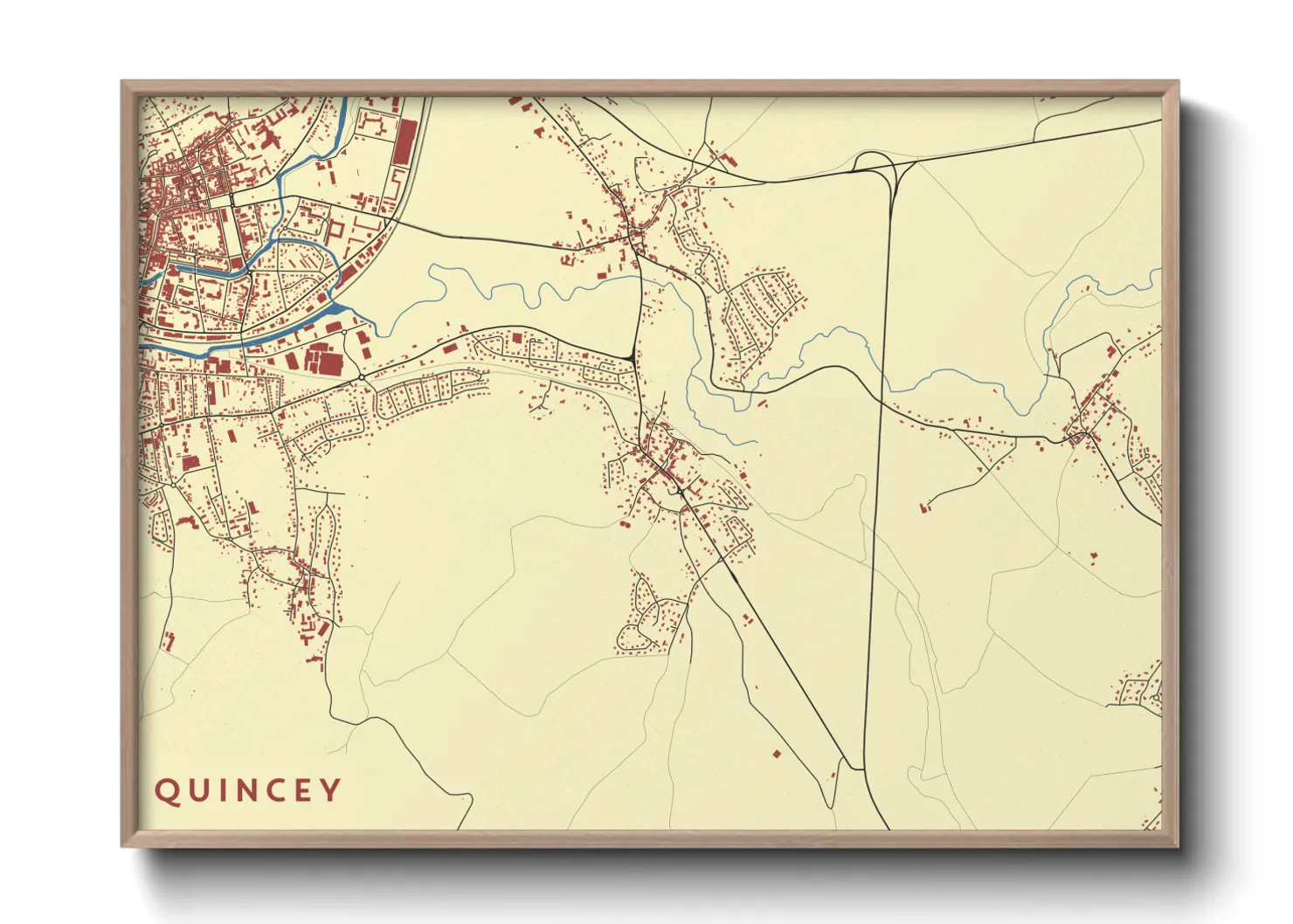 Une affiche de carte sur Quincey