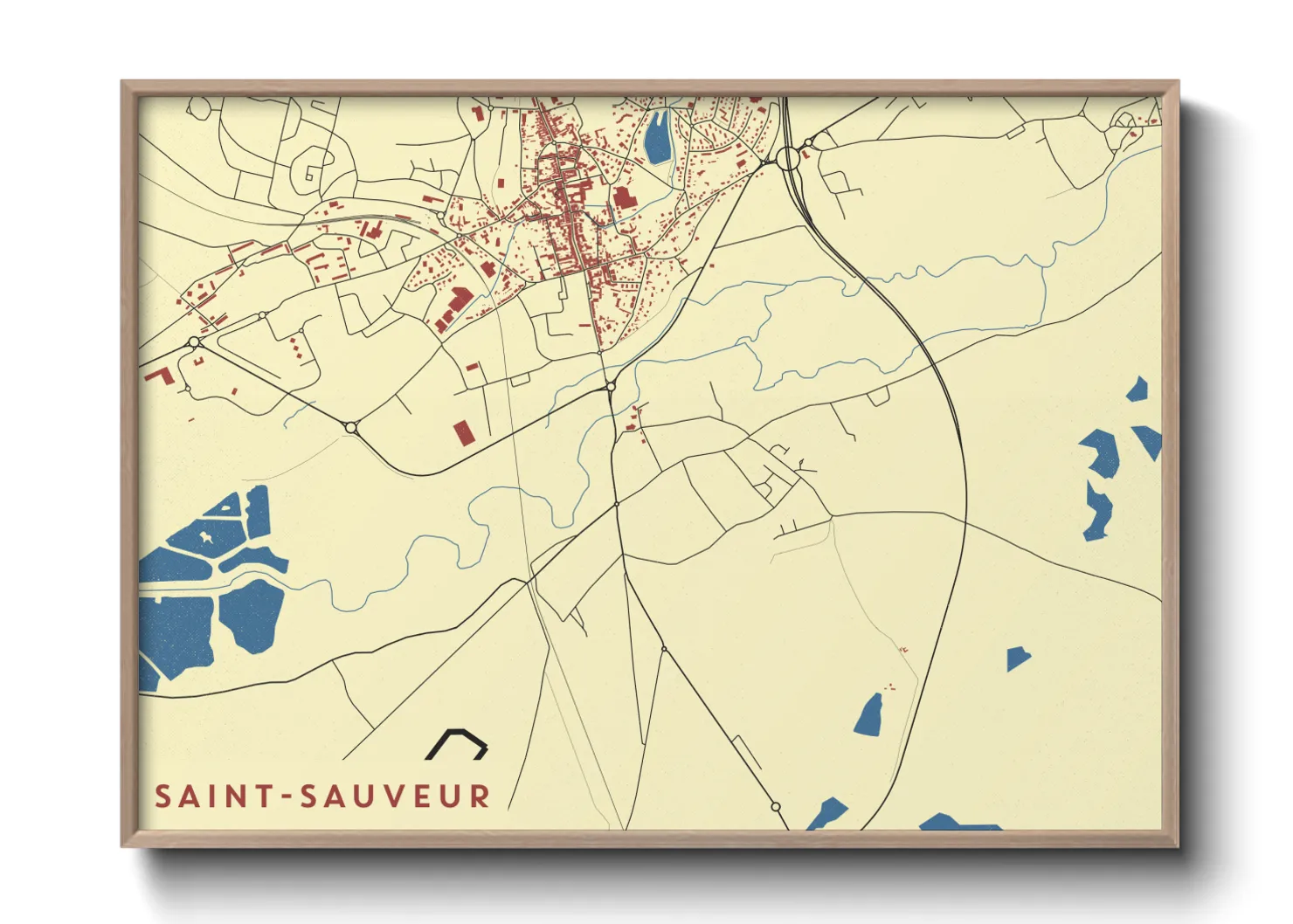 Une affiche de carte sur Saint-Sauveur