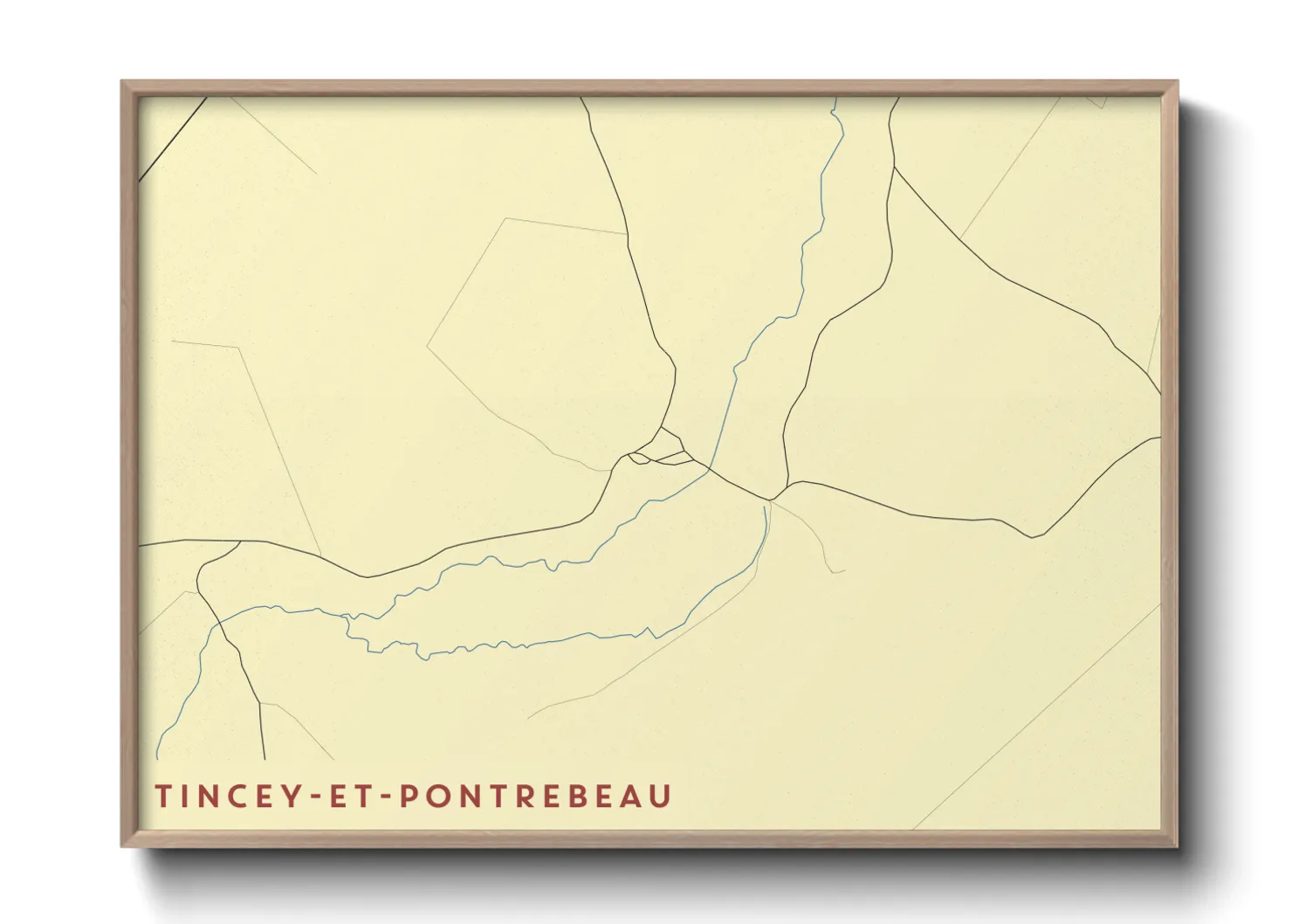 Une affiche de carte sur Tincey-et-Pontrebeau