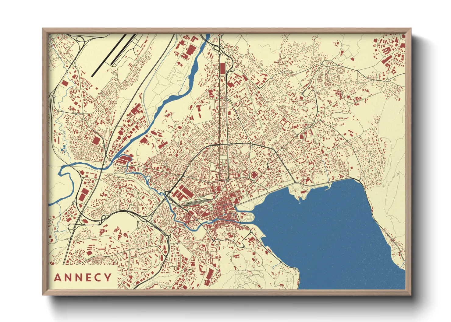 Une affiche de carte sur Annecy