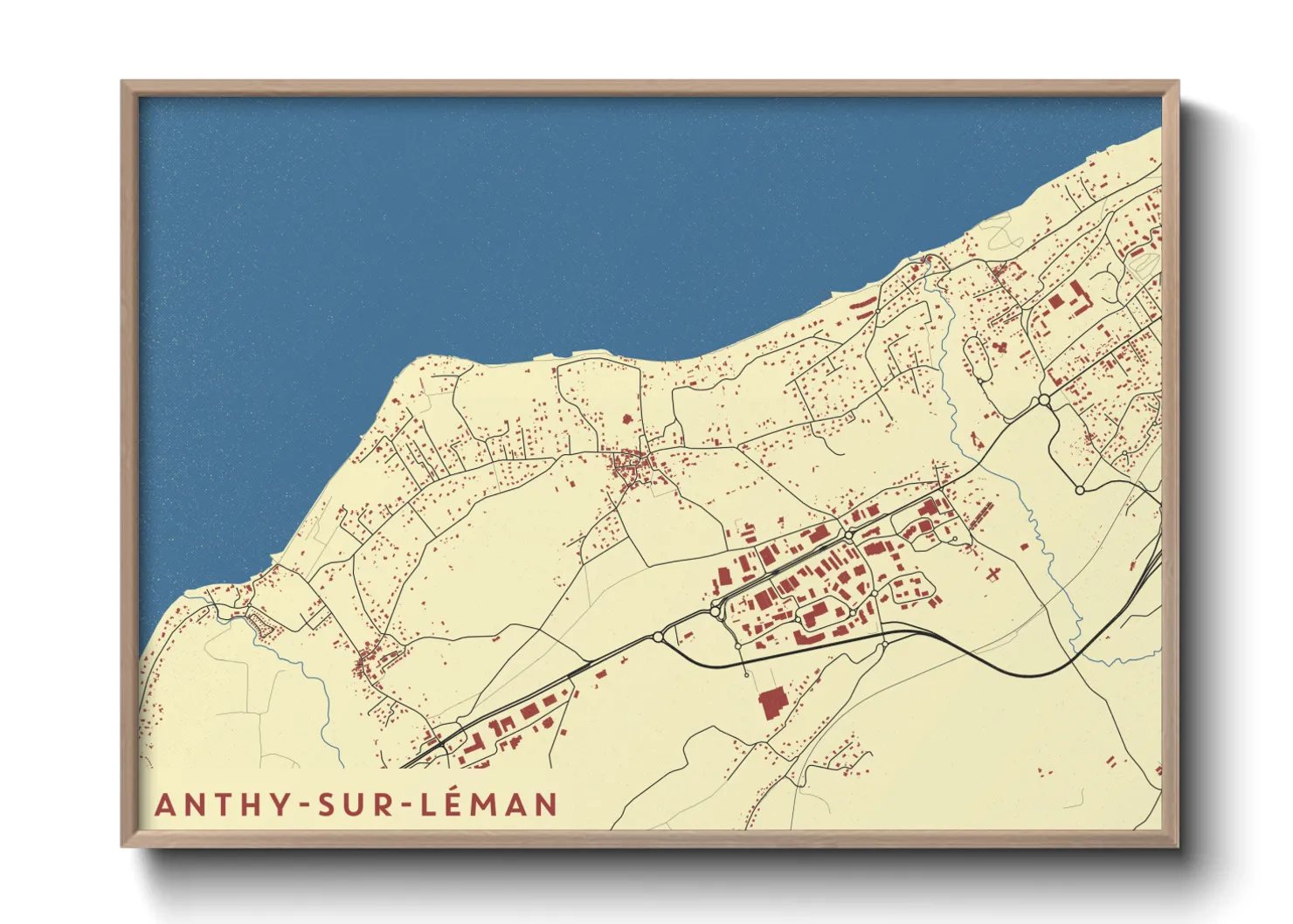 Une affiche de carte sur Anthy-sur-Léman