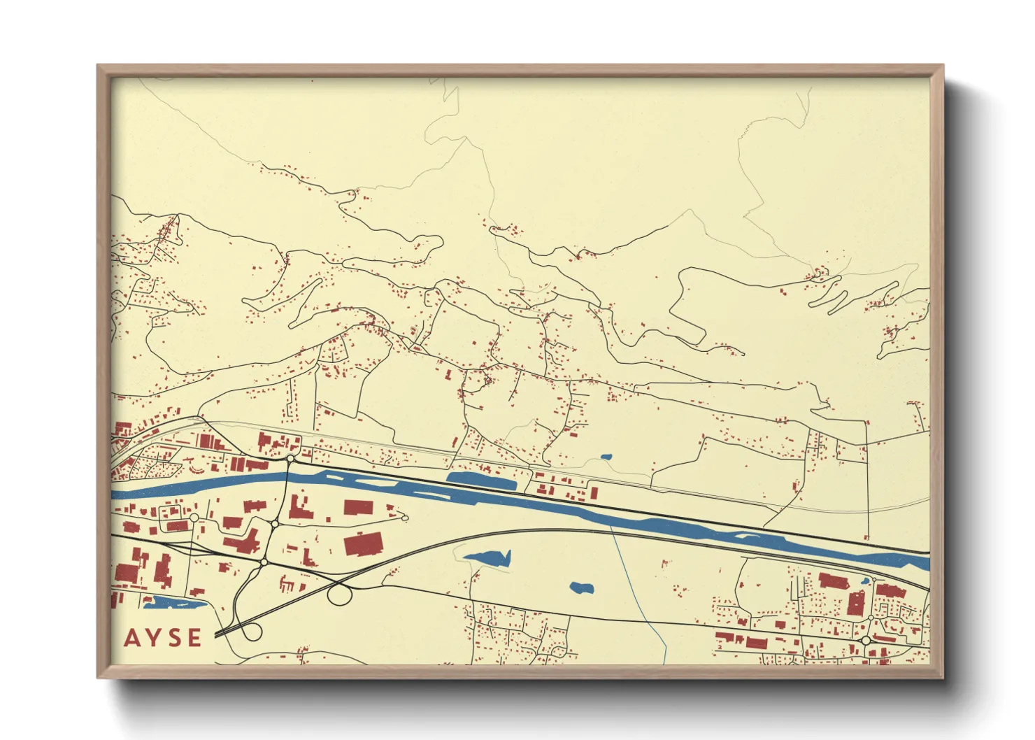 Une affiche de carte sur Ayse