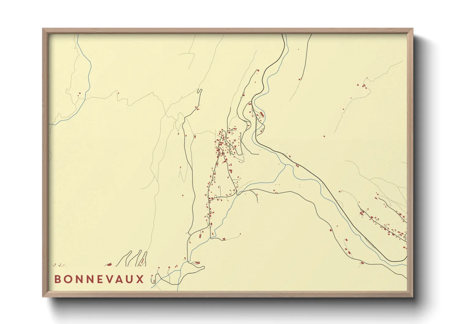 Une affiche de carte sur Bonnevaux