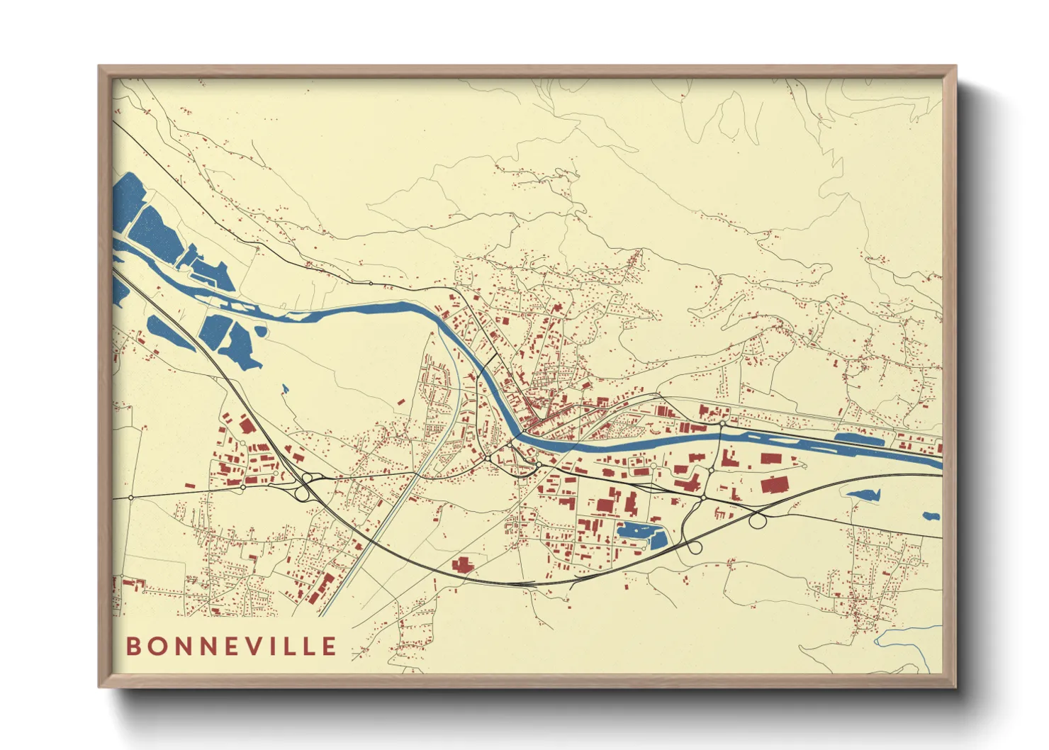 Une affiche de carte sur Bonneville