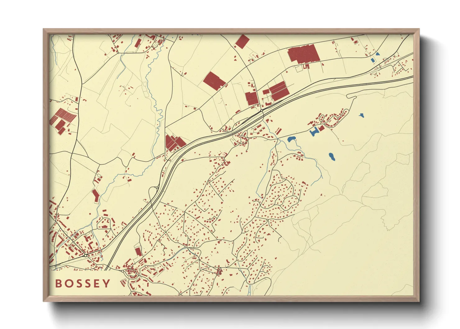 Une affiche de carte sur Bossey