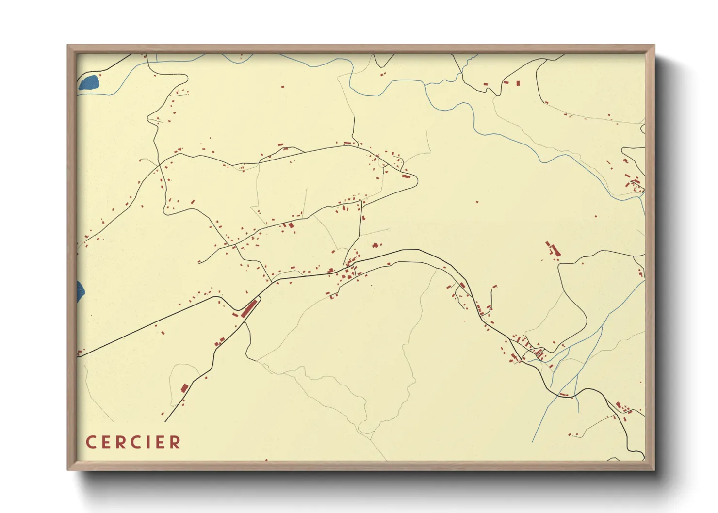 Une affiche de carte sur Cercier