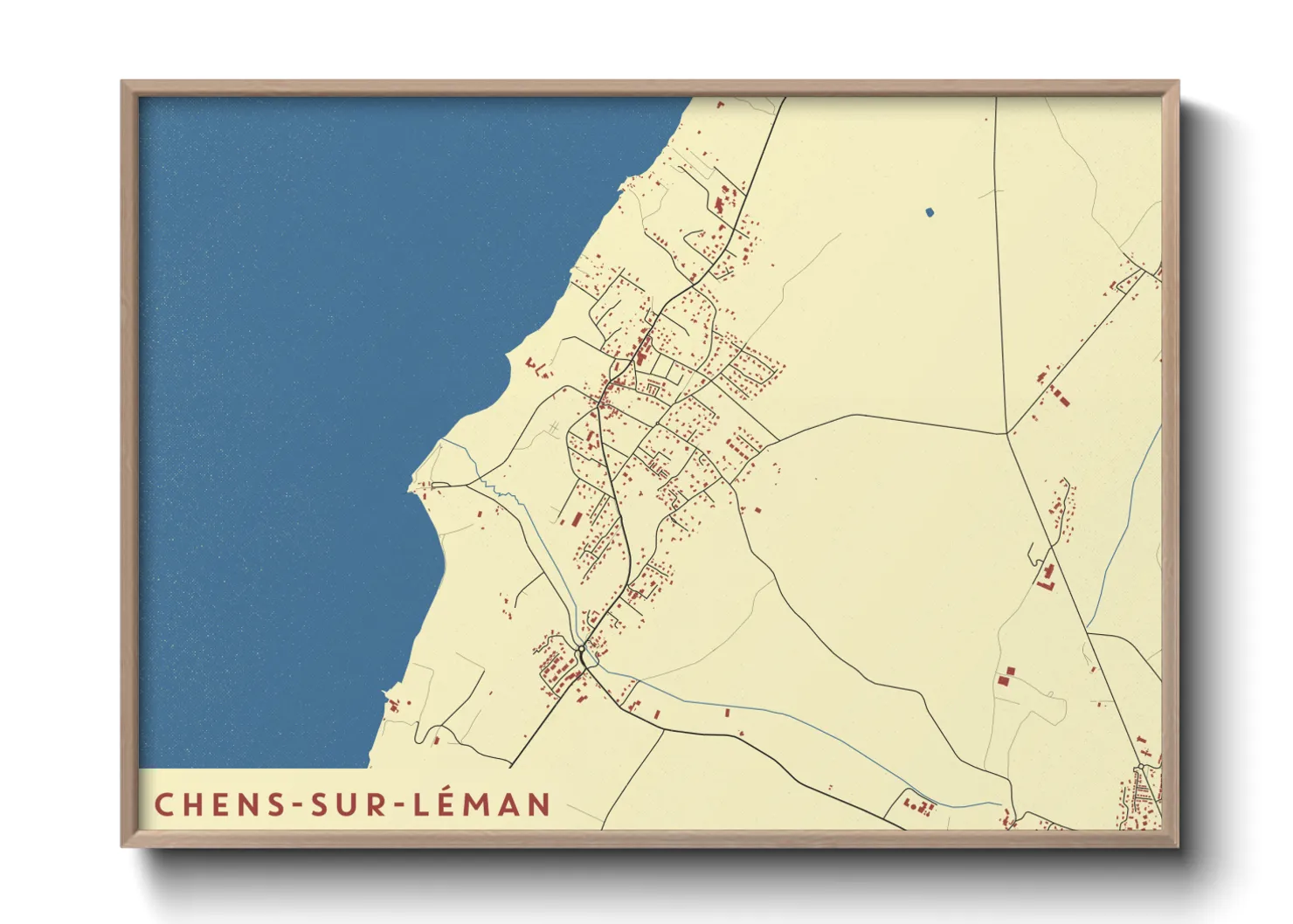Une affiche de carte sur Chens-sur-Léman