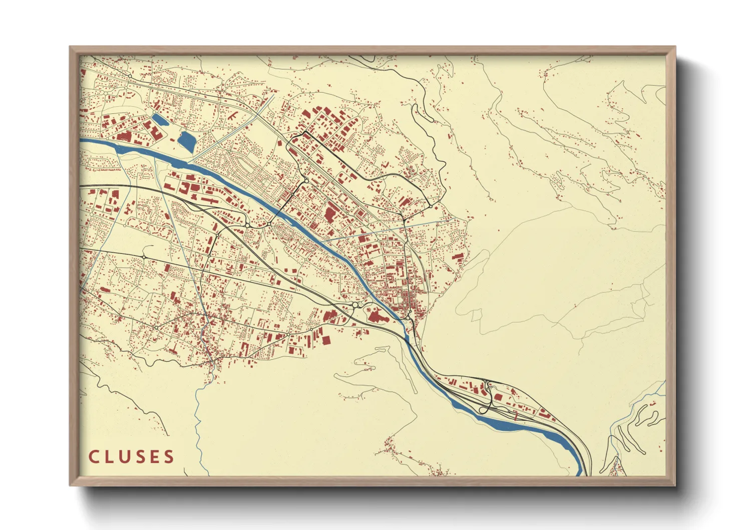 Une affiche de carte sur Cluses