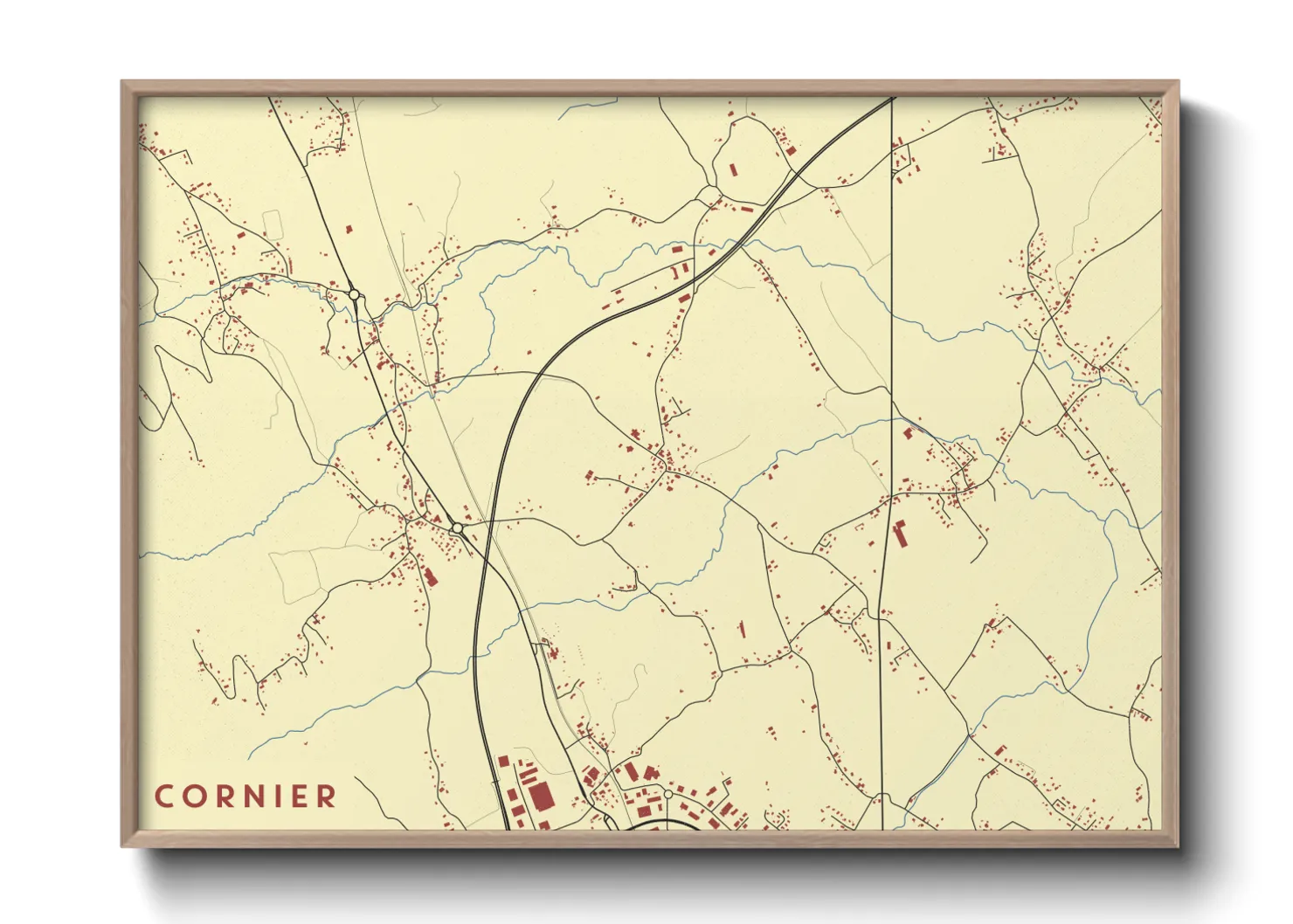 Une affiche de carte sur Cornier