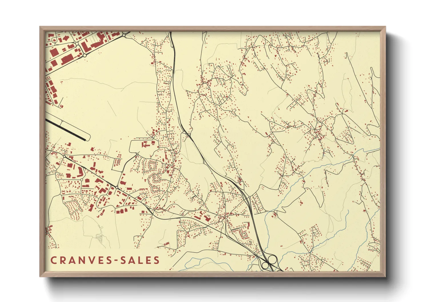 Une affiche de carte sur Cranves-Sales