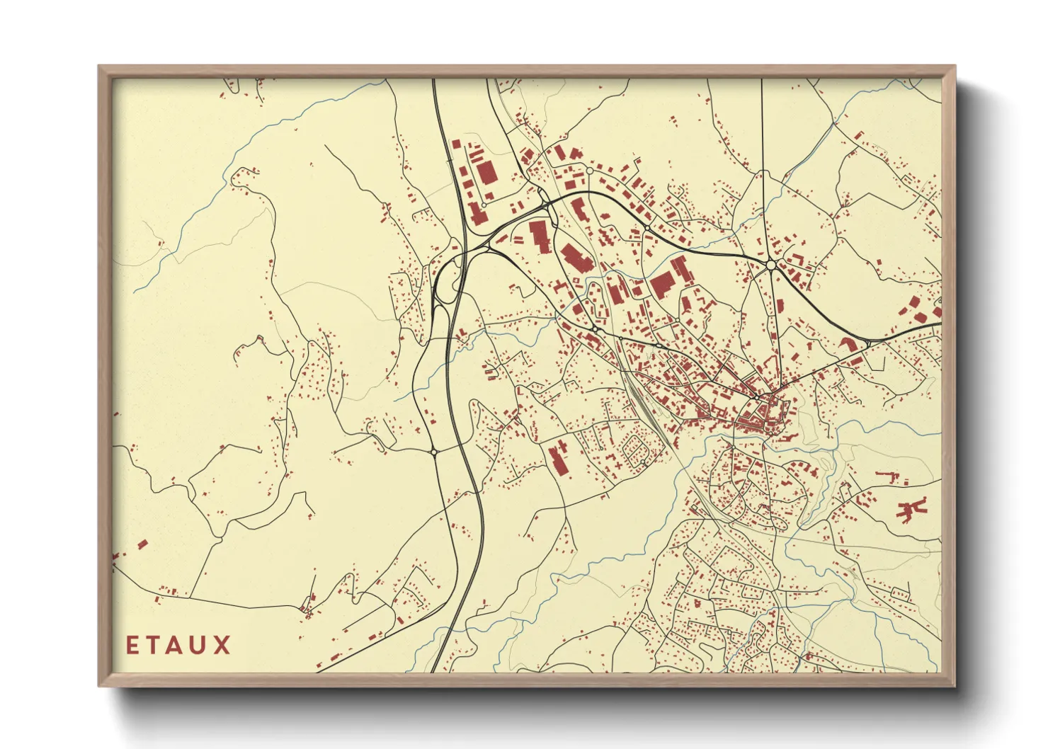 Une affiche de carte sur Etaux