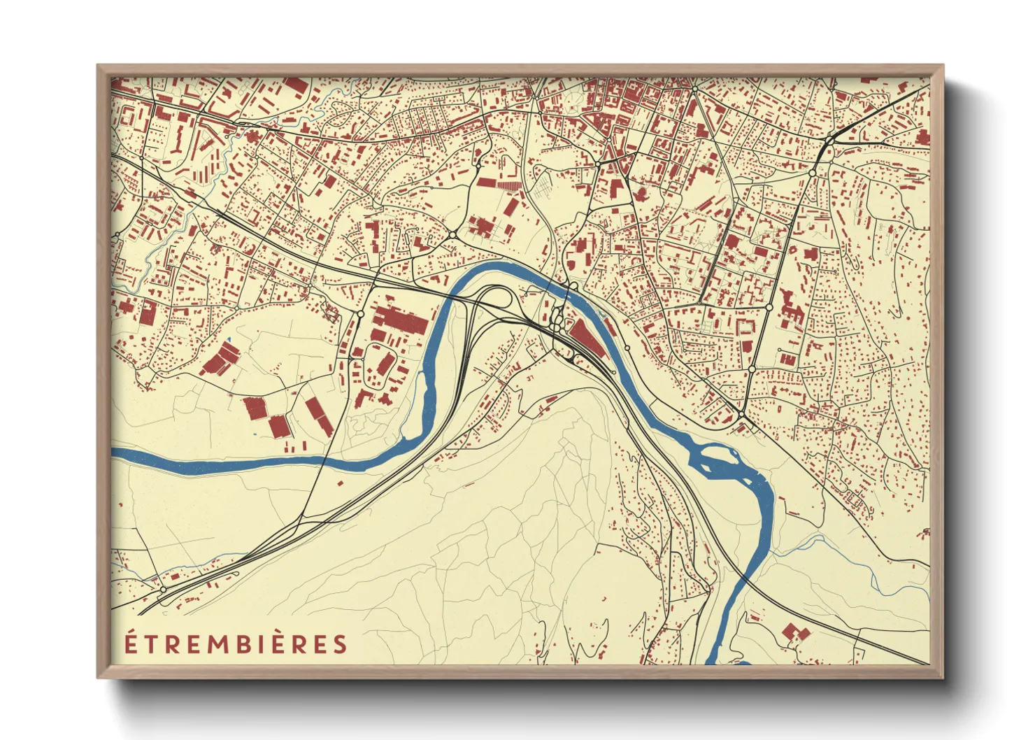 Une affiche de carte sur Étrembières