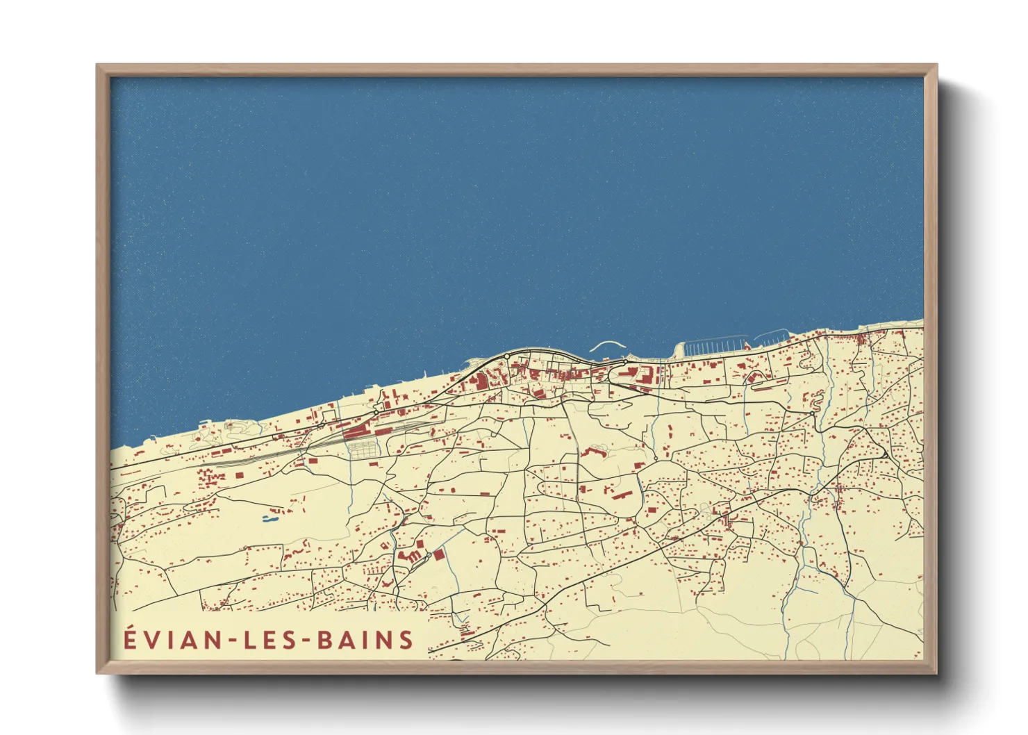 Une affiche de carte sur Évian-les-Bains