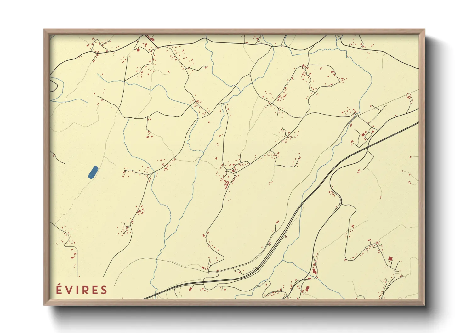 Une affiche de carte sur Évires