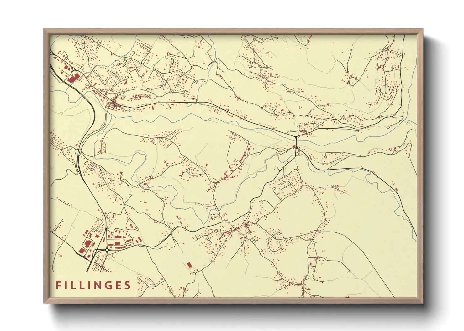 Une affiche de carte sur Fillinges