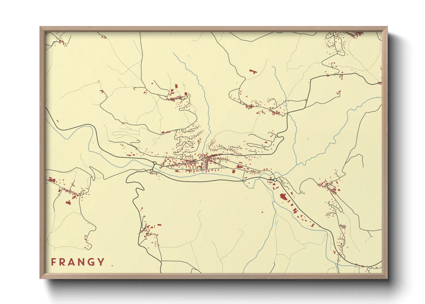 Une affiche de carte sur Frangy