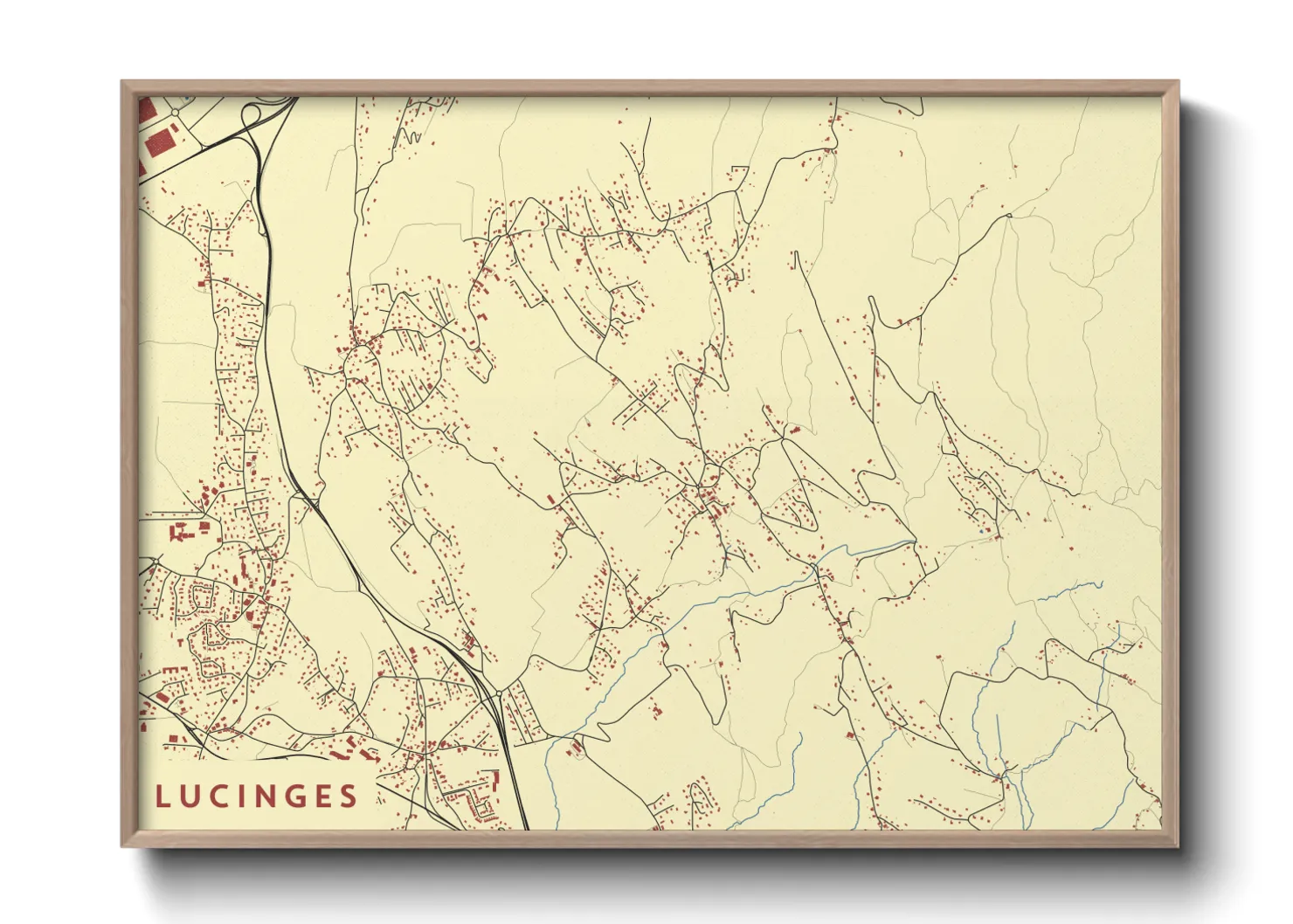 Une affiche de carte sur Lucinges