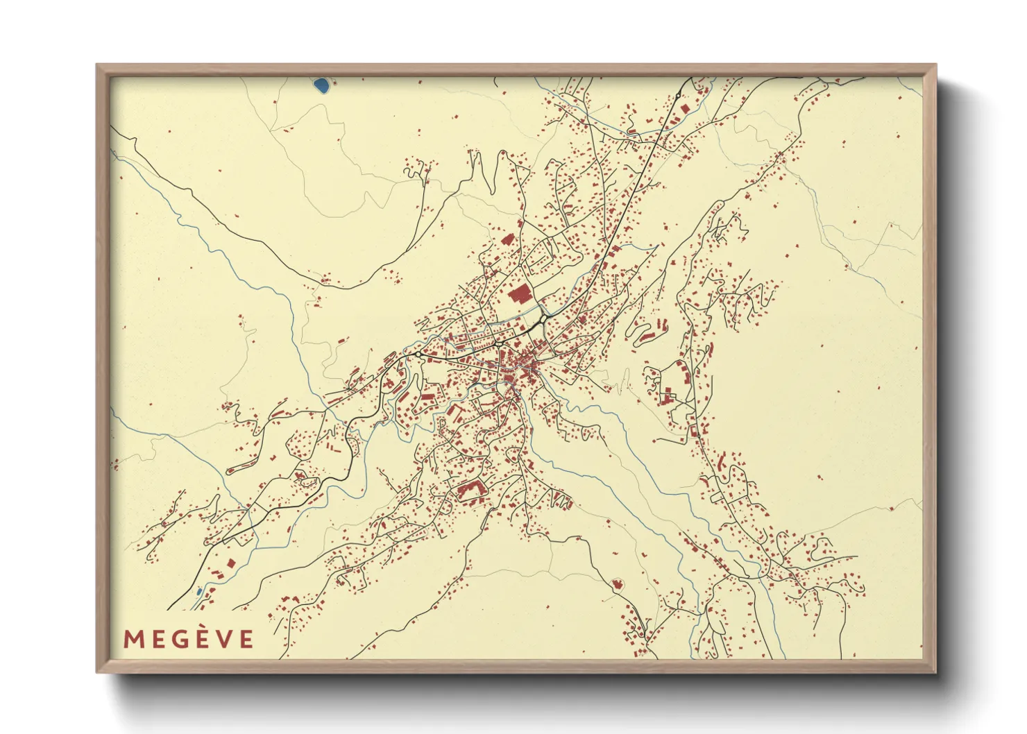 Une affiche de carte sur Megève