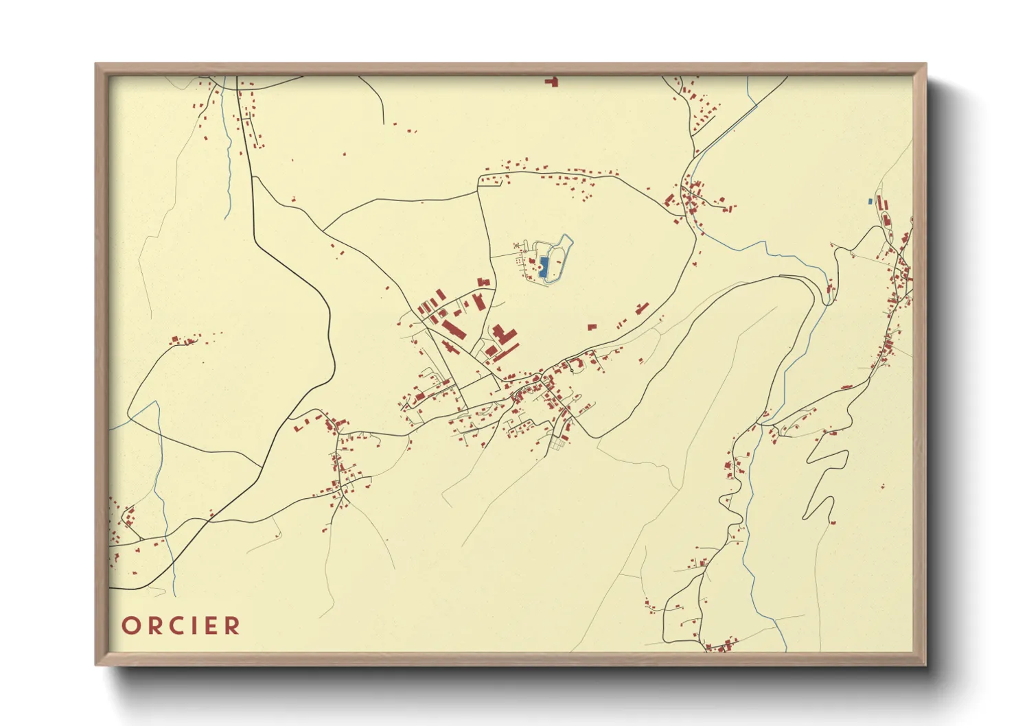 Une affiche de carte sur Orcier