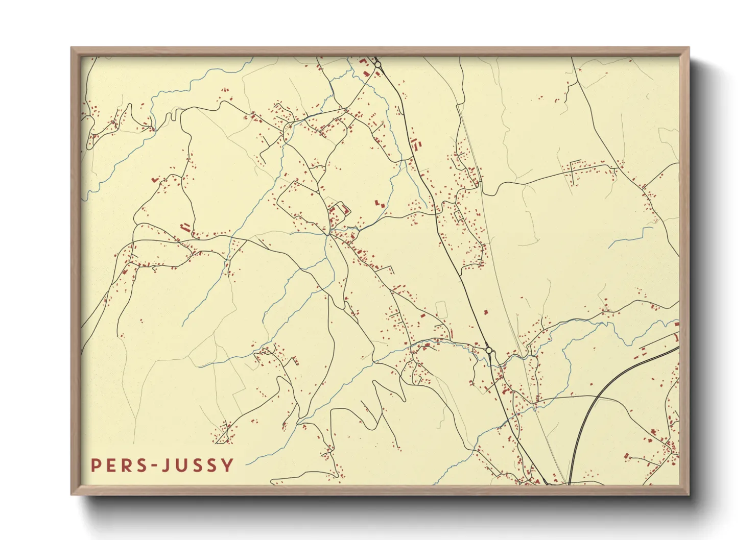 Une affiche de carte sur Pers-Jussy
