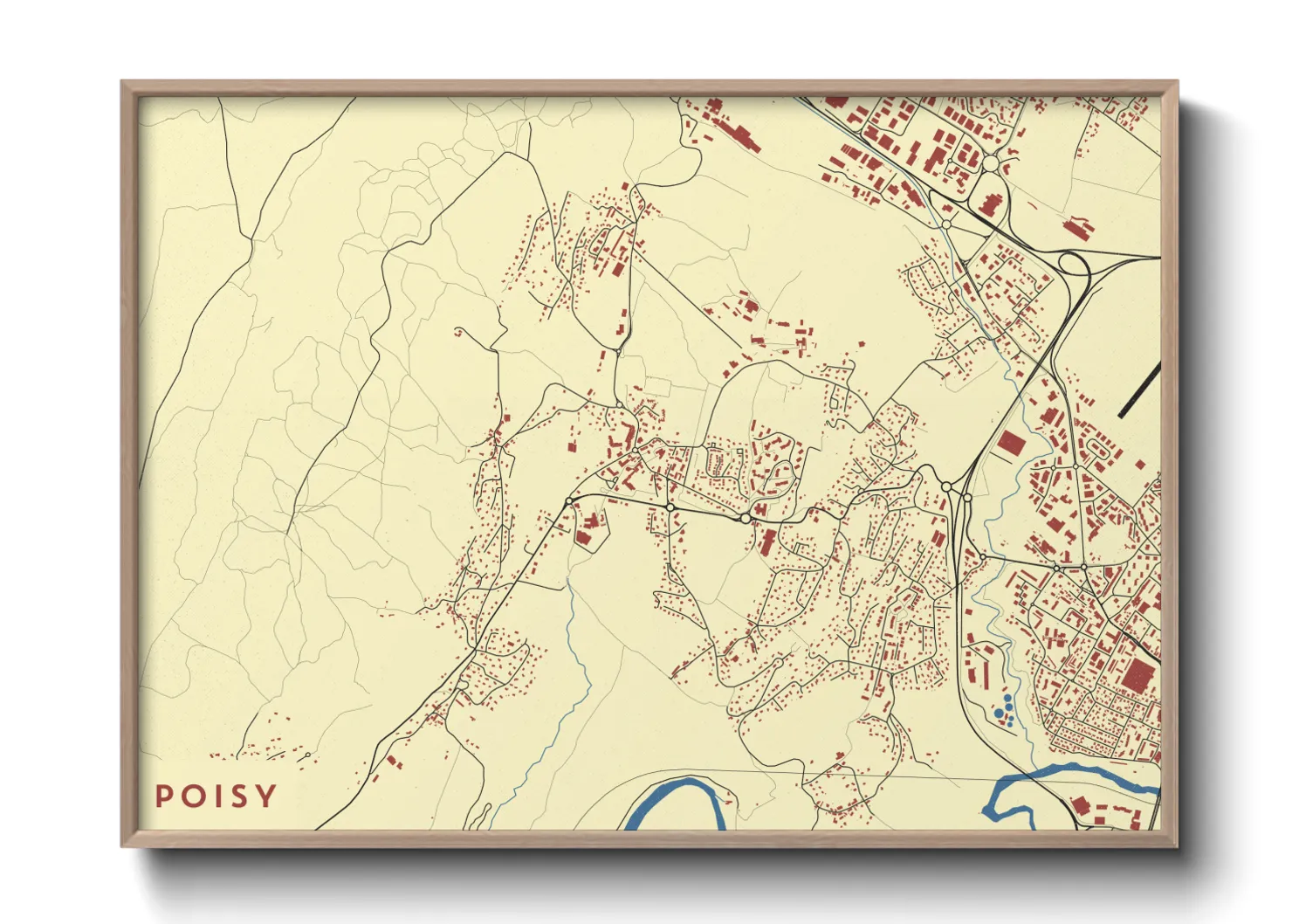 Une affiche de carte sur Poisy