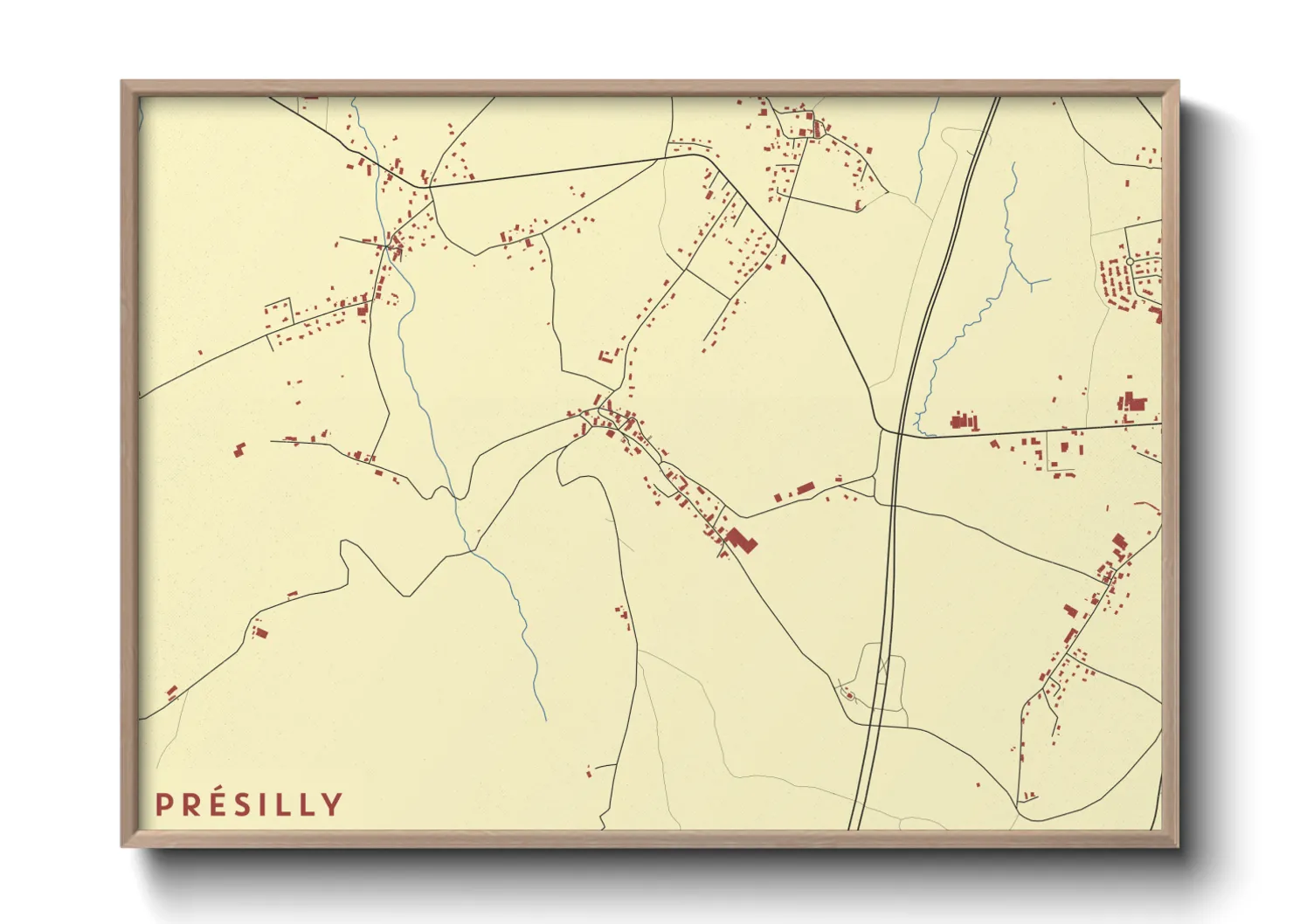 Une affiche de carte sur Présilly