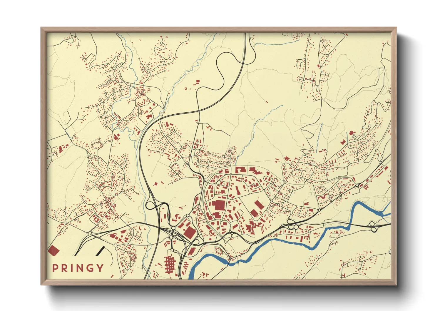 Une affiche de carte sur Pringy