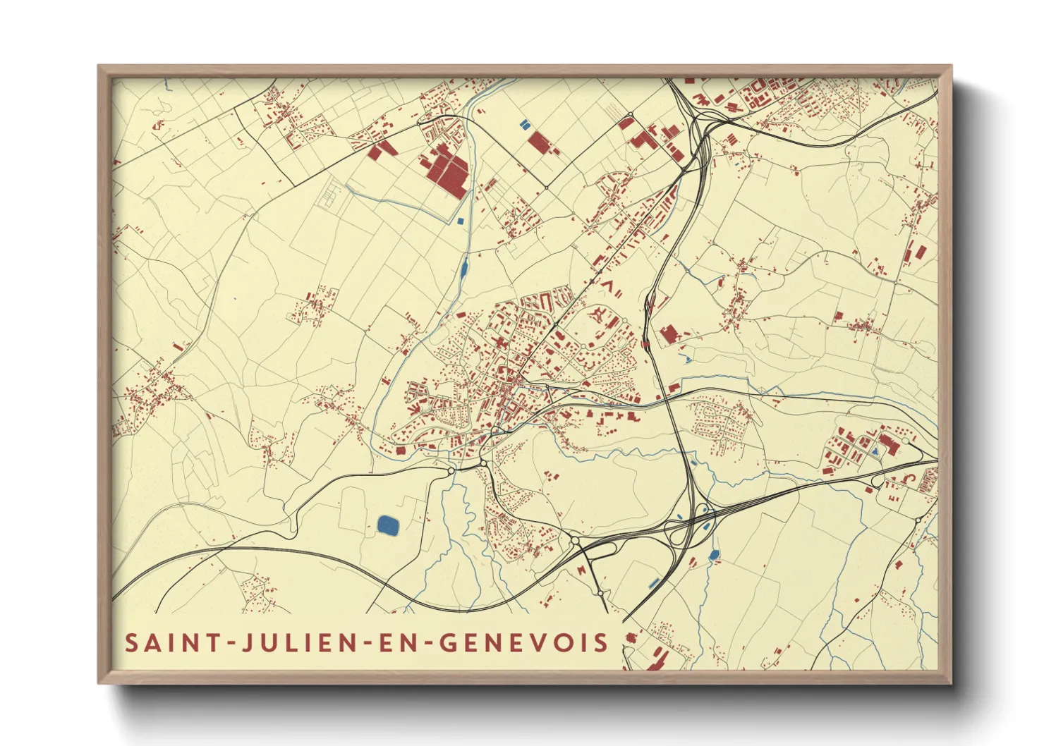 Une affiche de carte sur Saint-Julien-en-Genevois